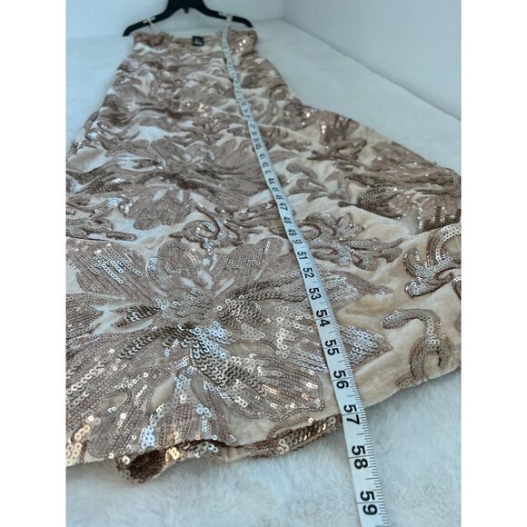 New Lulus Size S Love to You Blush Sequin Velvet Maxi Gown Velour Mermaid Dress - Picture 7 of 14